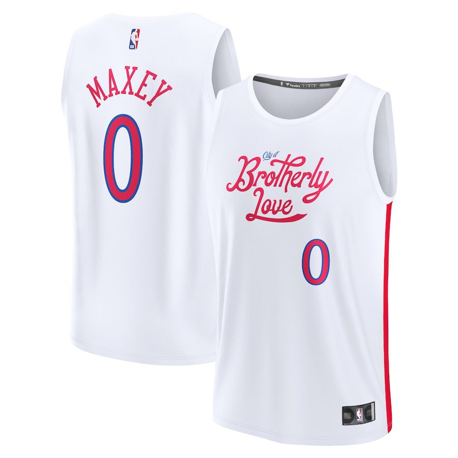 Men Philadelphia 76ers 0 Tyrese Maxey Fanatics Branded White City Edition 2022-23 Fastbreak NBA Jersey